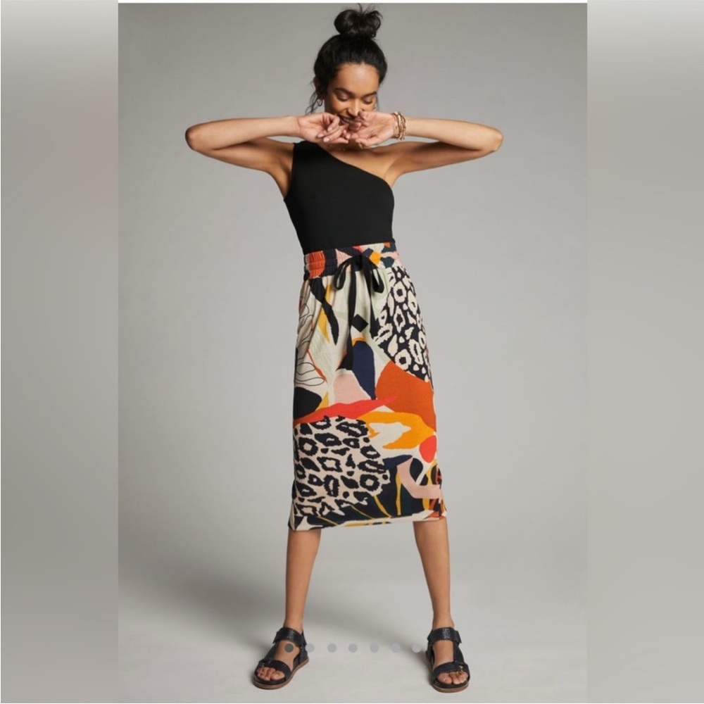 Anthropologie Conditions Apply Abstract Midi Skirt NWT Size S medium Petite